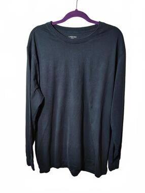 Lands End Big Tall  Men's XxL Navy Blue Long Sleeve Cotton Shirt Crew Neck